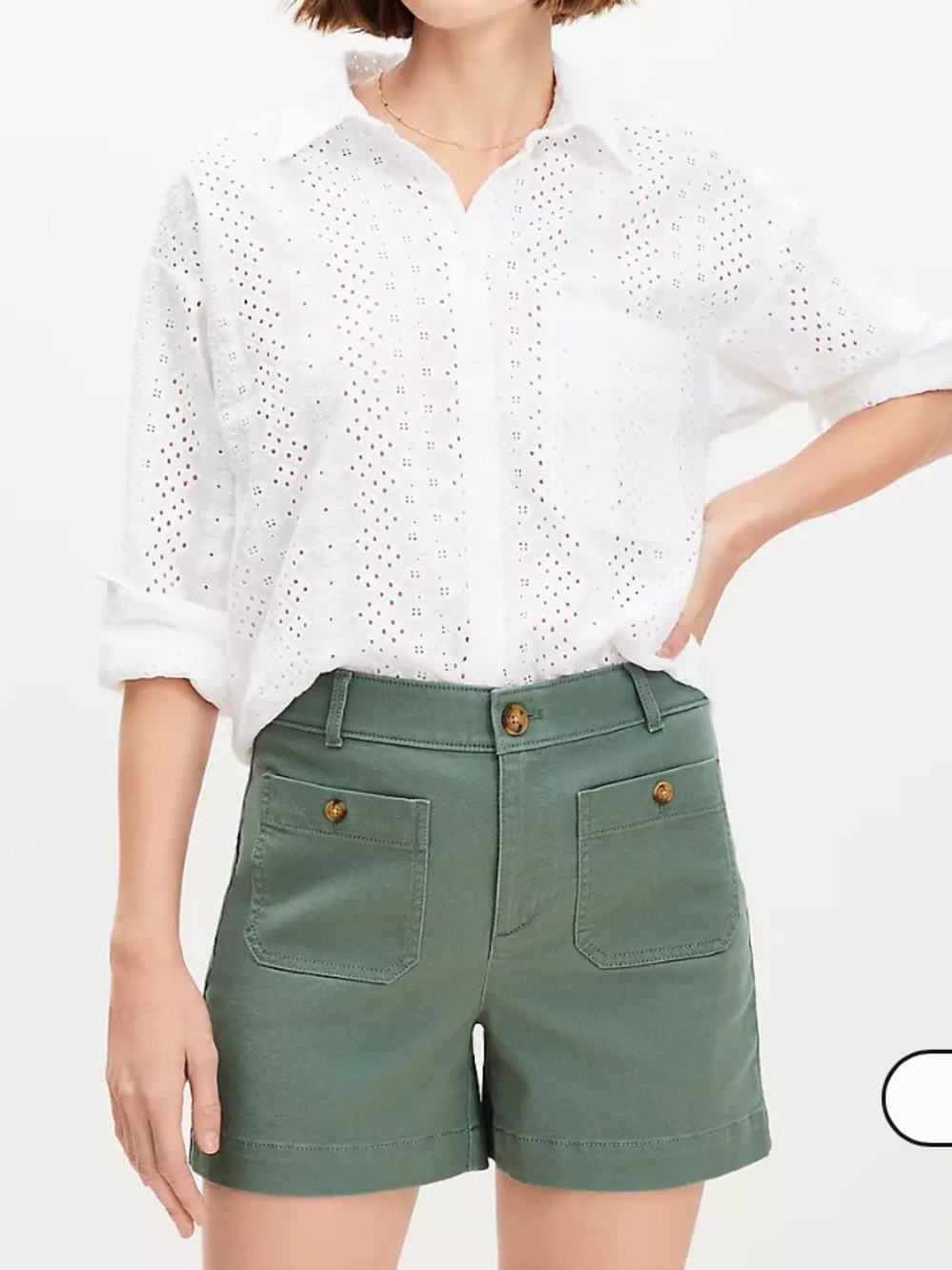 LOFT The Palmer Shorts in Twill Evergreen Haze Size 14